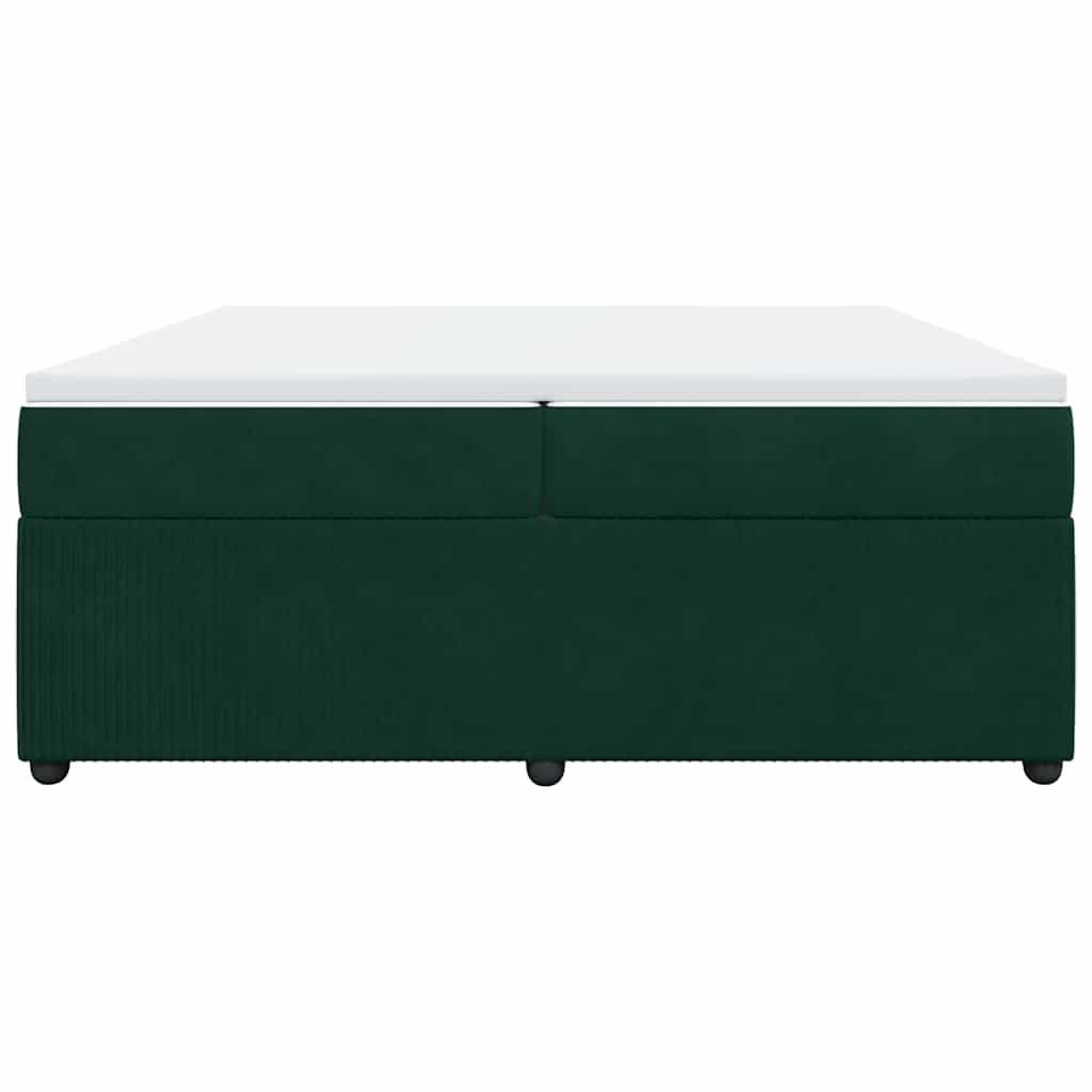 kontinentalseng med madras 200x200 cm fløjl mørkegrøn