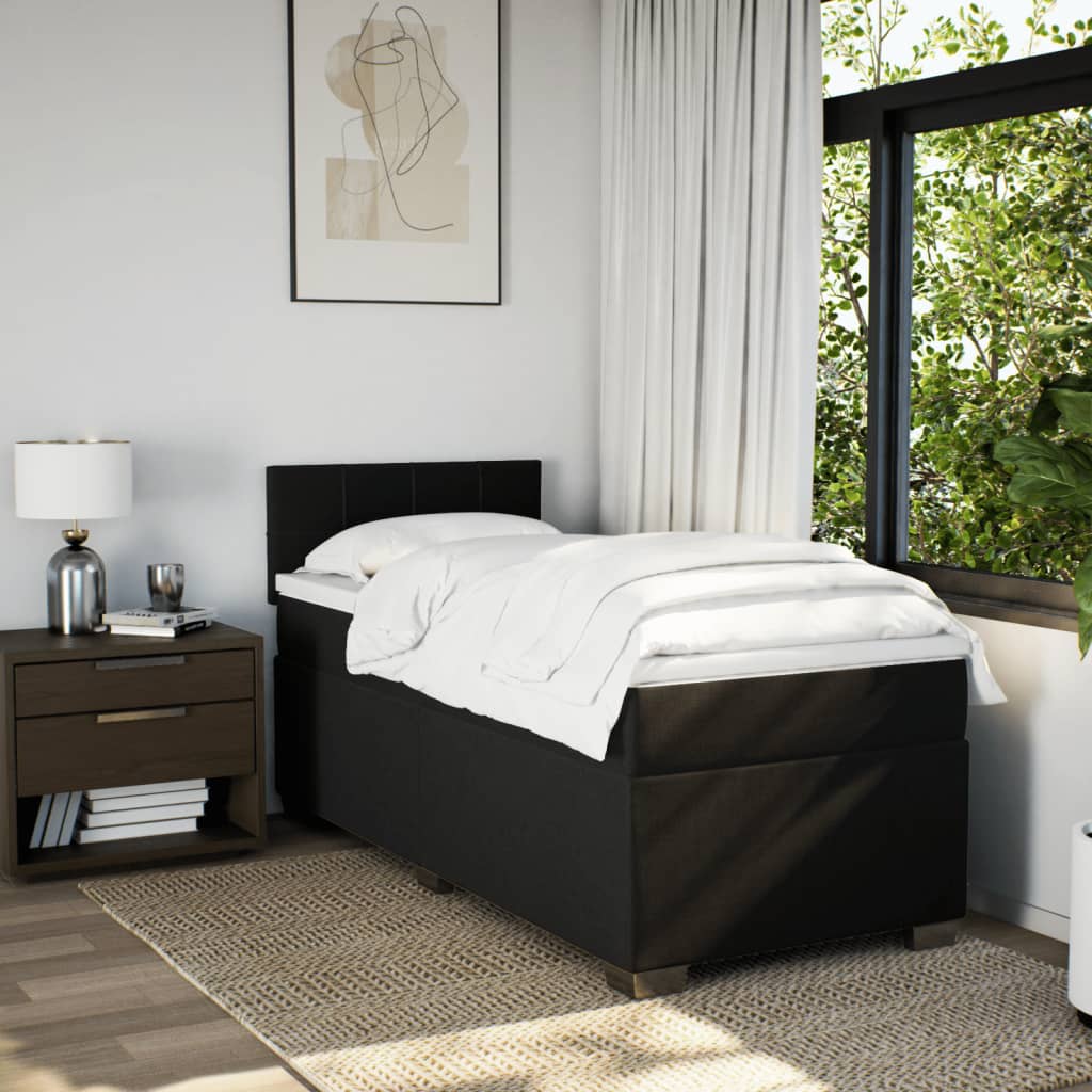 kontinentalseng med madras 90x190 cm stof sort