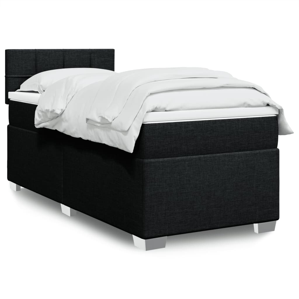 kontinentalseng med madras 90x190 cm stof sort