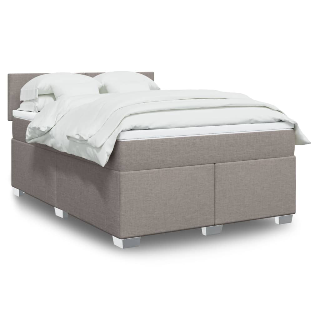 kontinentalseng med madras 140x190 cm stof gråbrun