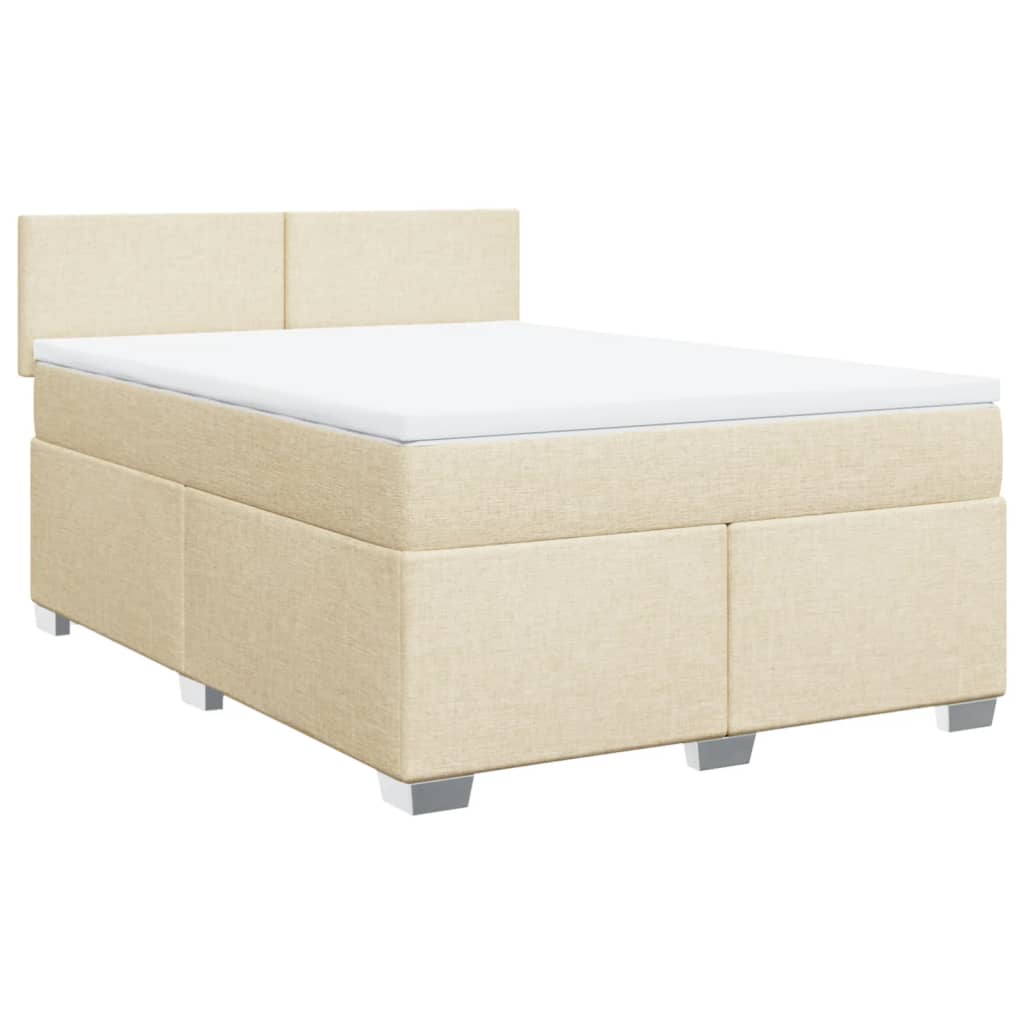 kontinentalseng med madras 140x190 cm stof cremefarvet