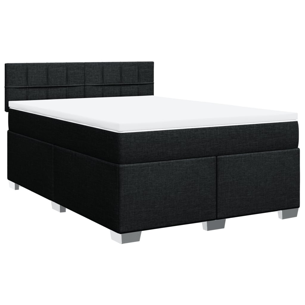 kontinentalseng med madras 140x190 cm stof sort