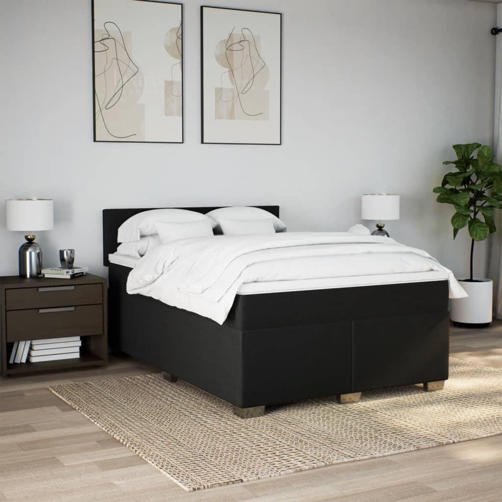 kontinentalseng med madras 140x190 cm stof sort