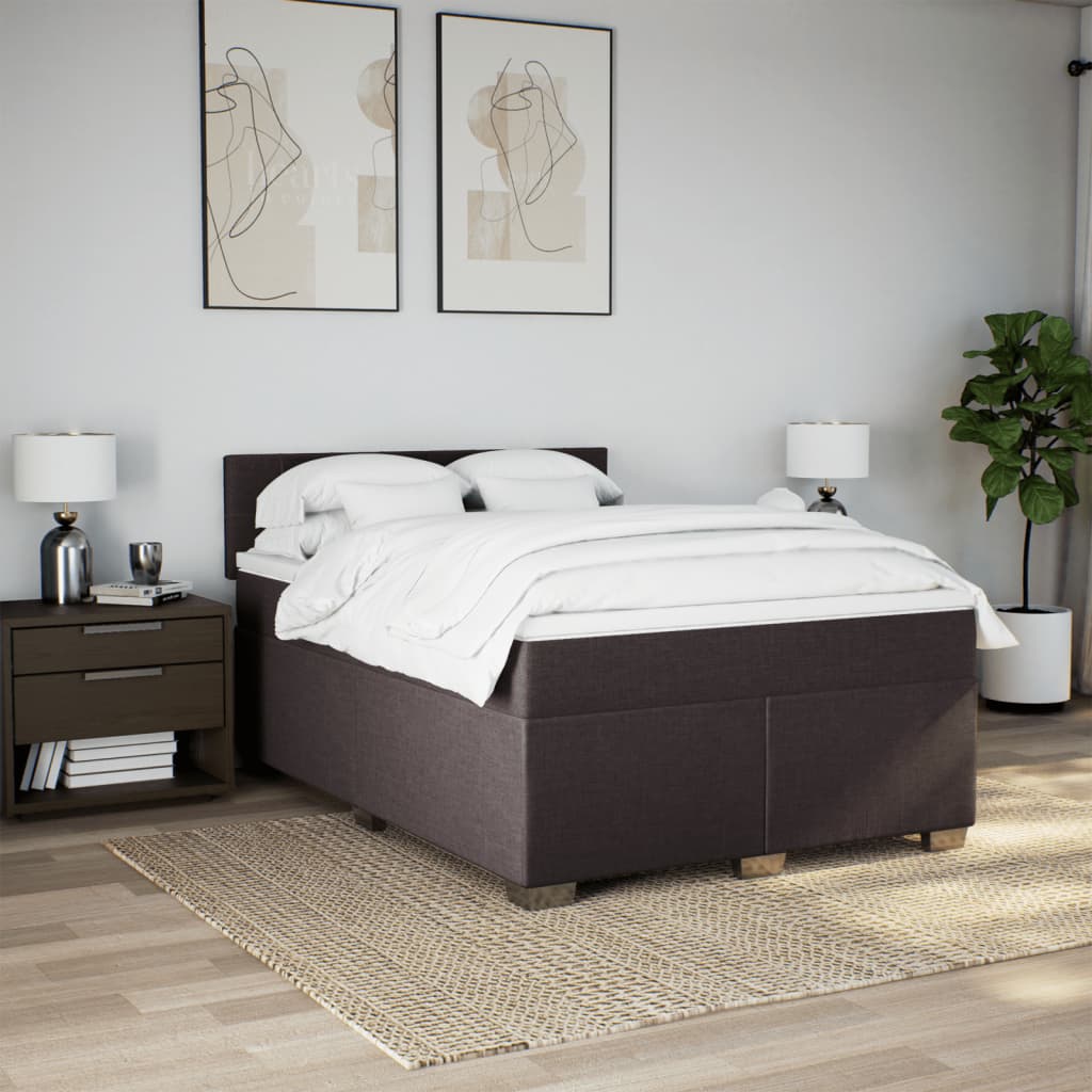 kontinentalseng med madras 140x190 cm stof mørkebrun