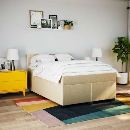 kontinentalseng med madras 140x190 cm stof cremefarvet