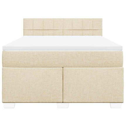 kontinentalseng med madras 140x190 cm stof cremefarvet