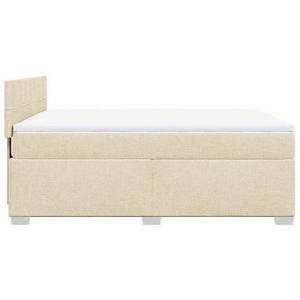 kontinentalseng med madras 140x190 cm stof cremefarvet