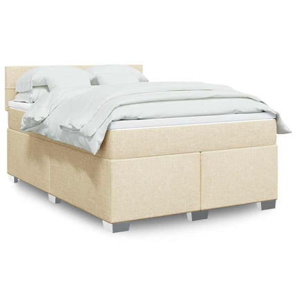 kontinentalseng med madras 140x190 cm stof cremefarvet