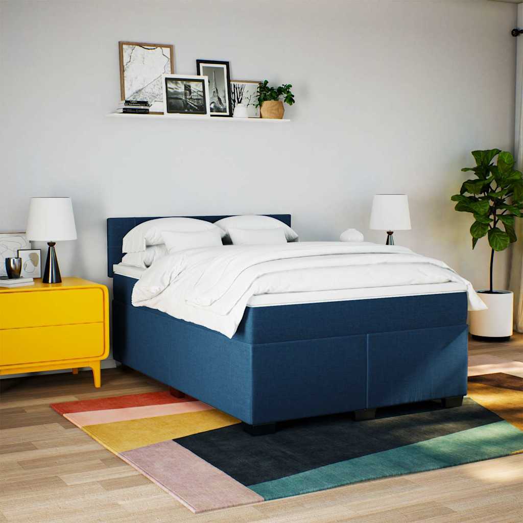 kontinentalseng med madras 140x190 cm stof blå