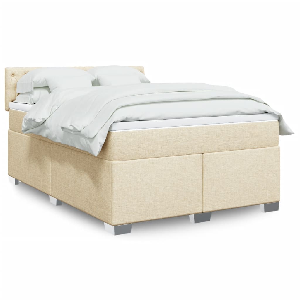 kontinentalseng med madras 140x190 cm stof cremefarvet