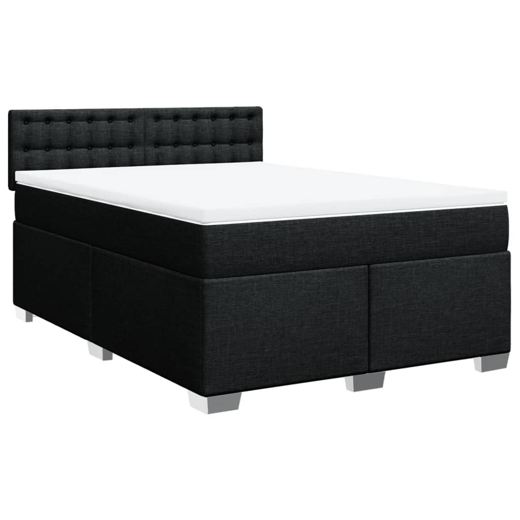 kontinentalseng med madras 140x190 cm stof sort