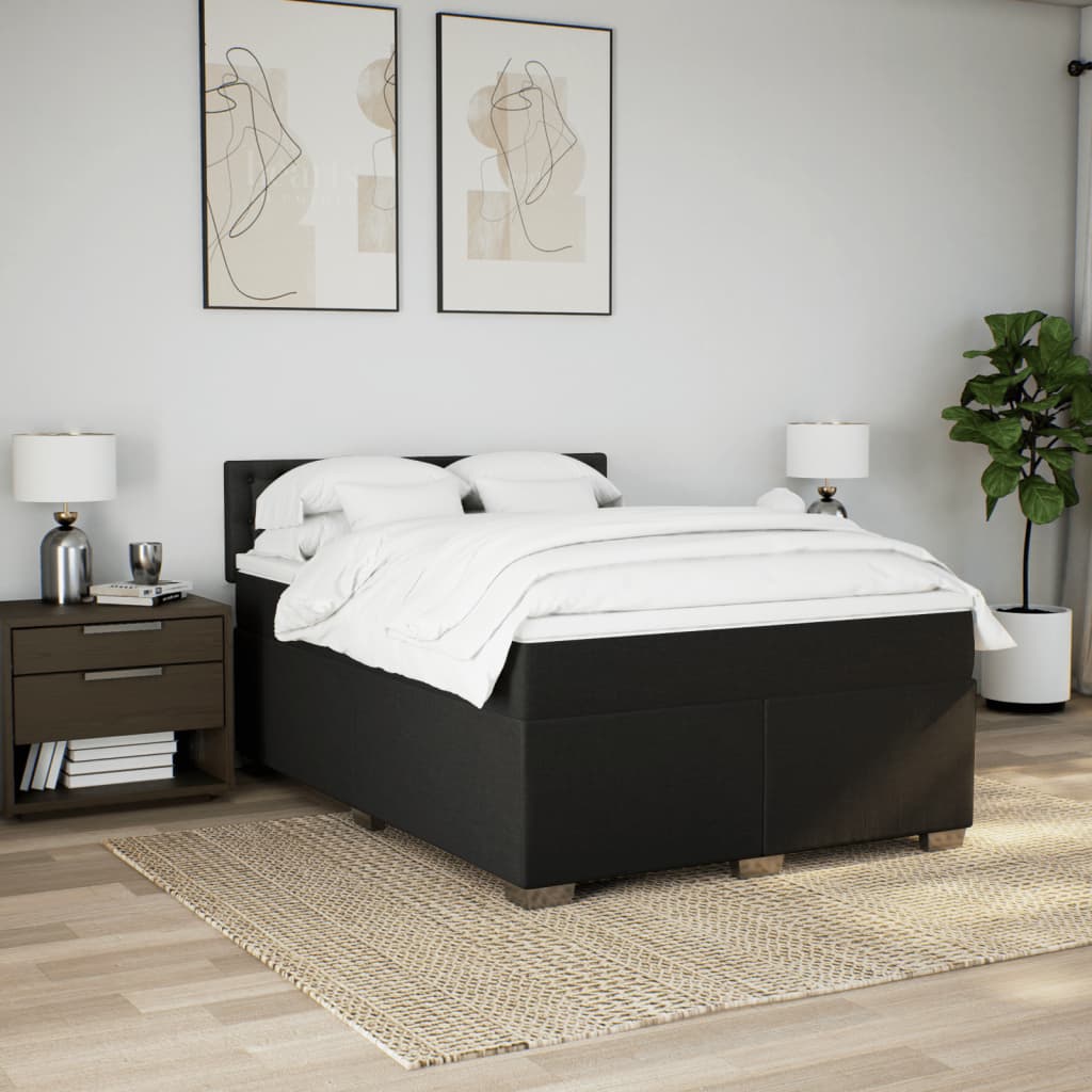 kontinentalseng med madras 140x190 cm stof sort
