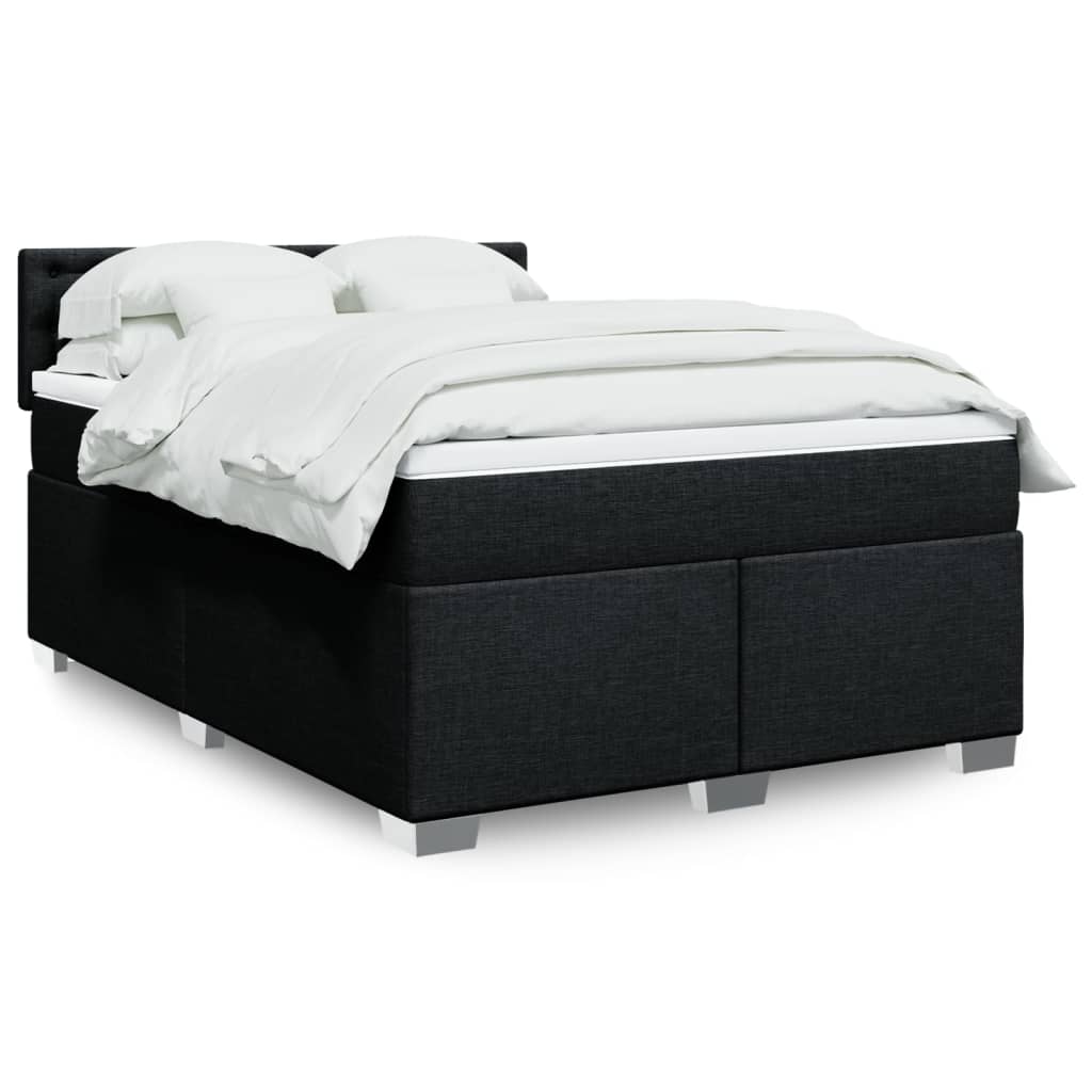 kontinentalseng med madras 140x190 cm stof sort