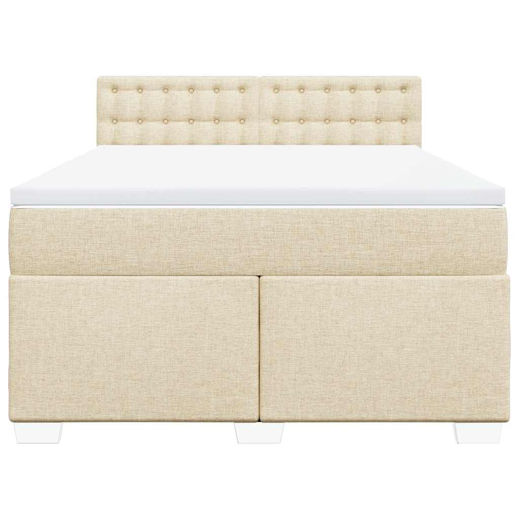 kontinentalseng med madras 140x190 cm stof cremefarvet