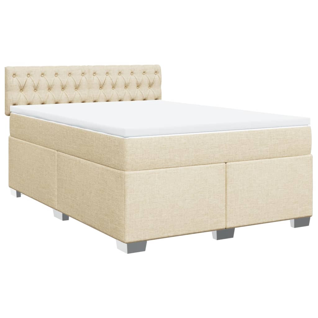 kontinentalseng med madras 160x200 cm stof cremefarvet