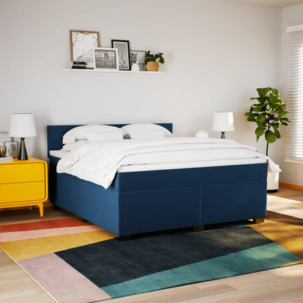 kontinentalseng med madras 180x200 cm stof blå