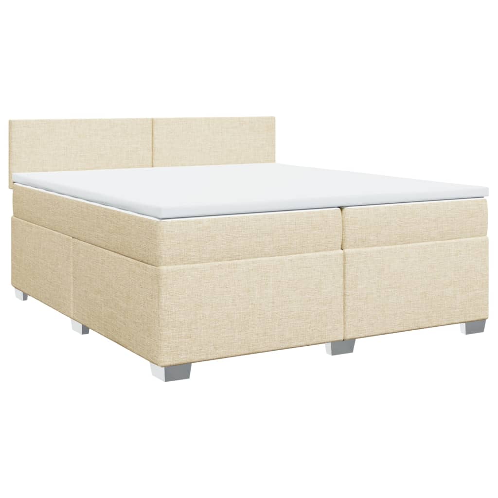 kontinentalseng med madras 200x200 cm stof cremefarvet