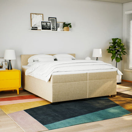 kontinentalseng med madras 200x200 cm stof cremefarvet