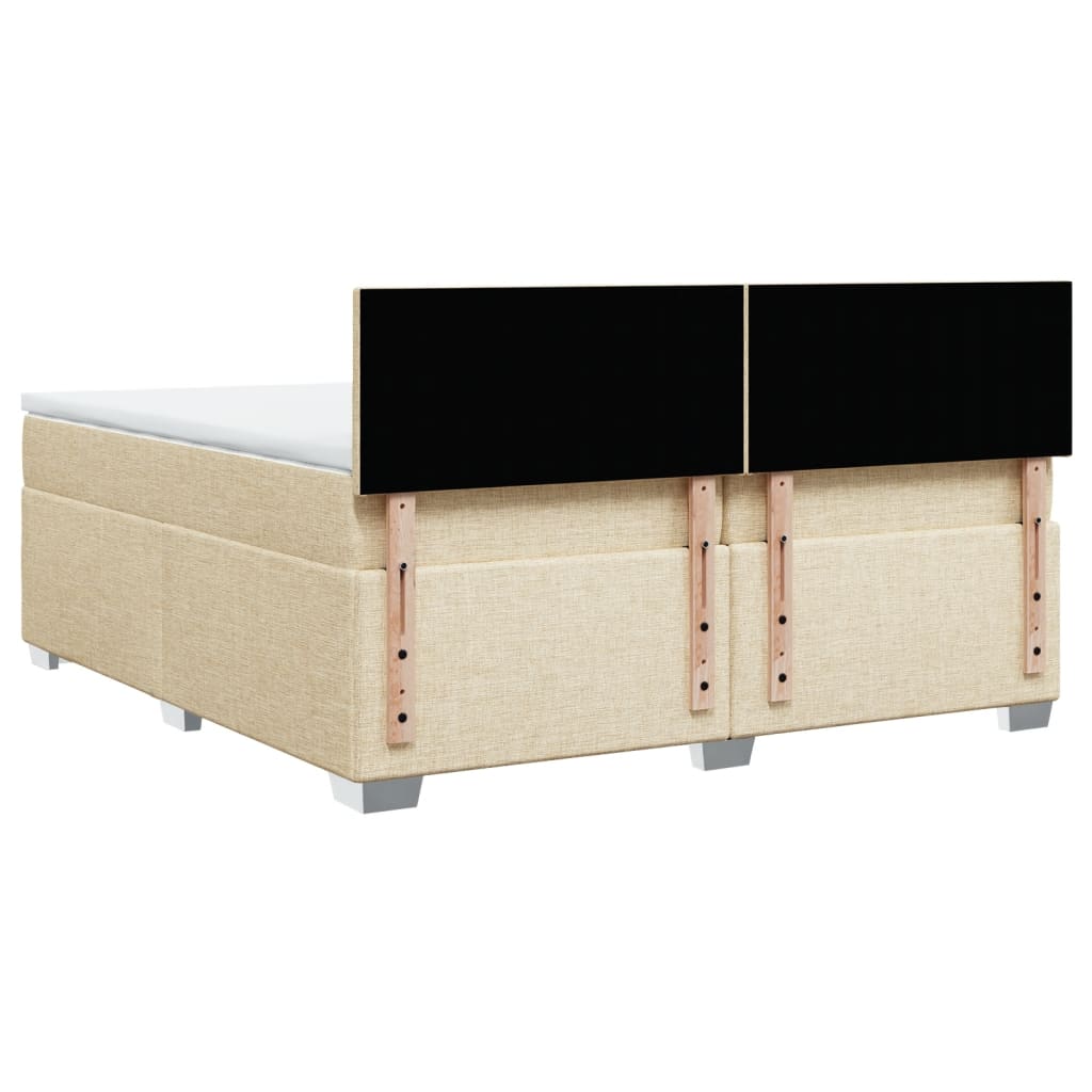 kontinentalseng med madras 200x200 cm stof cremefarvet