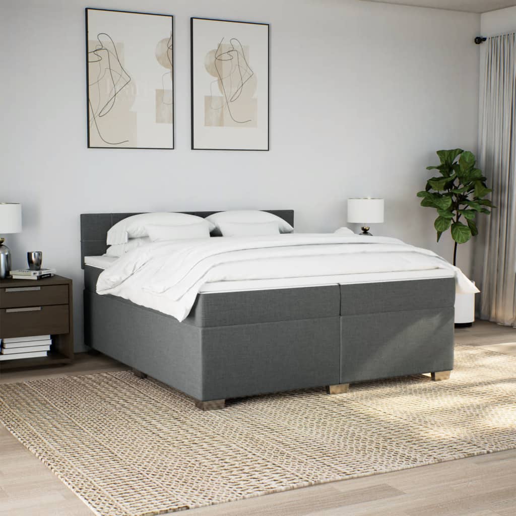 kontinentalseng med madras 200x200 cm stof mørkegrå