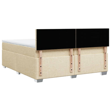 kontinentalseng med madras 200x200 cm stof cremefarvet