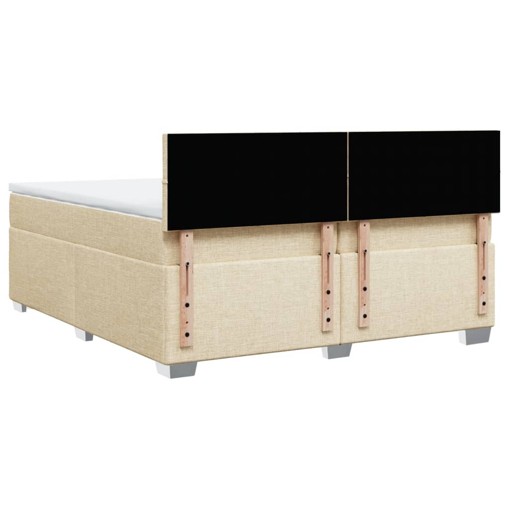 kontinentalseng med madras 200x200 cm stof cremefarvet