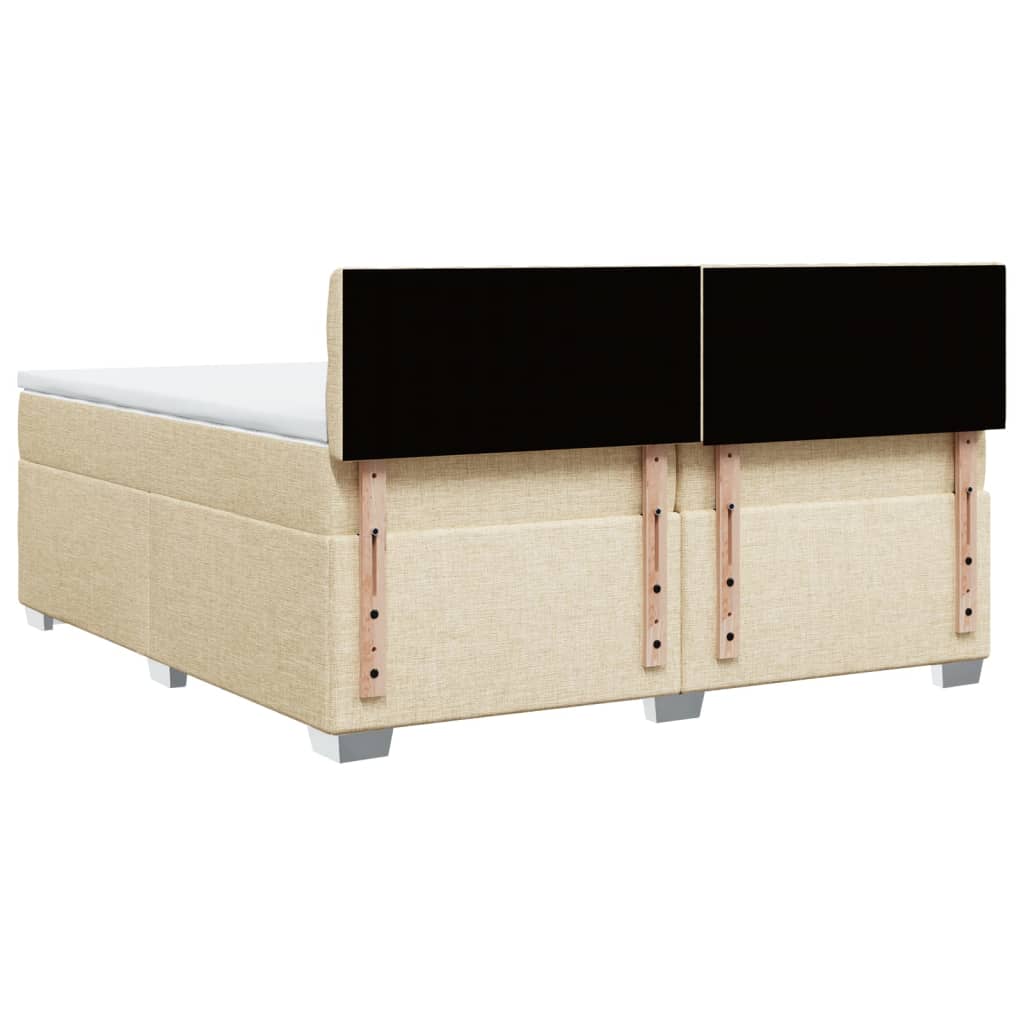 kontinentalseng med madras 200x200 cm stof cremefarvet