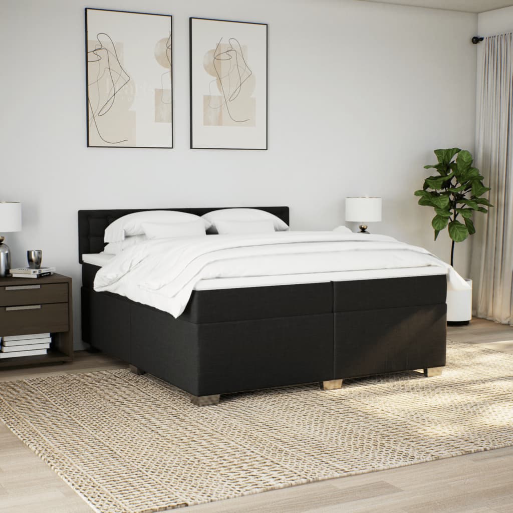 kontinentalseng med madras 200x200 cm stof sort