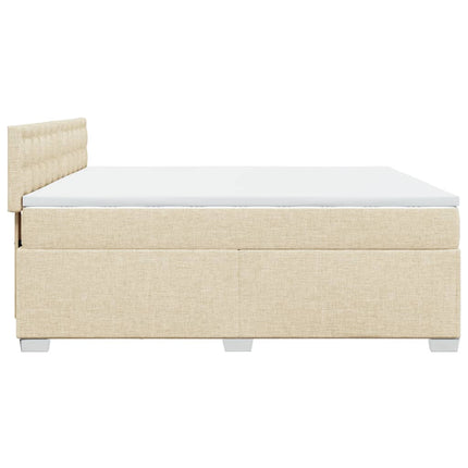 kontinentalseng med madras 200x200 cm stof cremefarvet