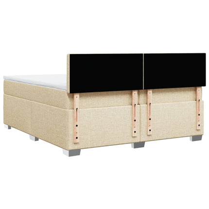 kontinentalseng med madras 200x200 cm stof cremefarvet