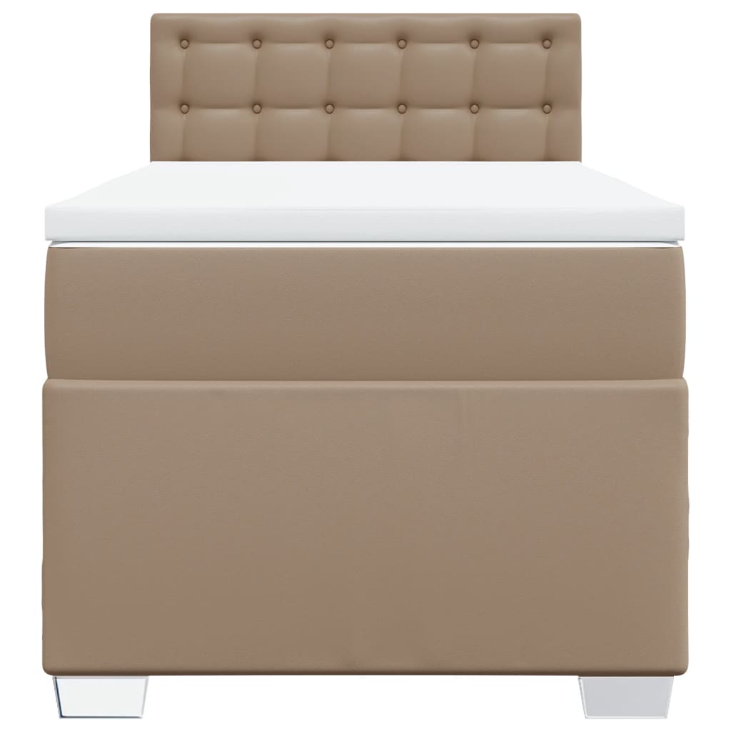 kontinentalseng 100x200 cm kunstlæder cappuccinofarvet