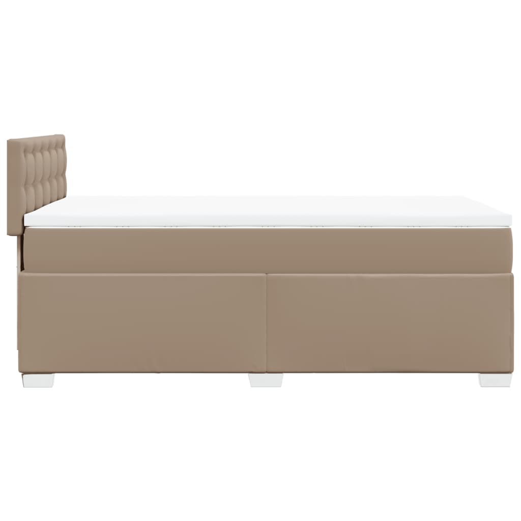 kontinentalseng 100x200 cm kunstlæder cappuccinofarvet