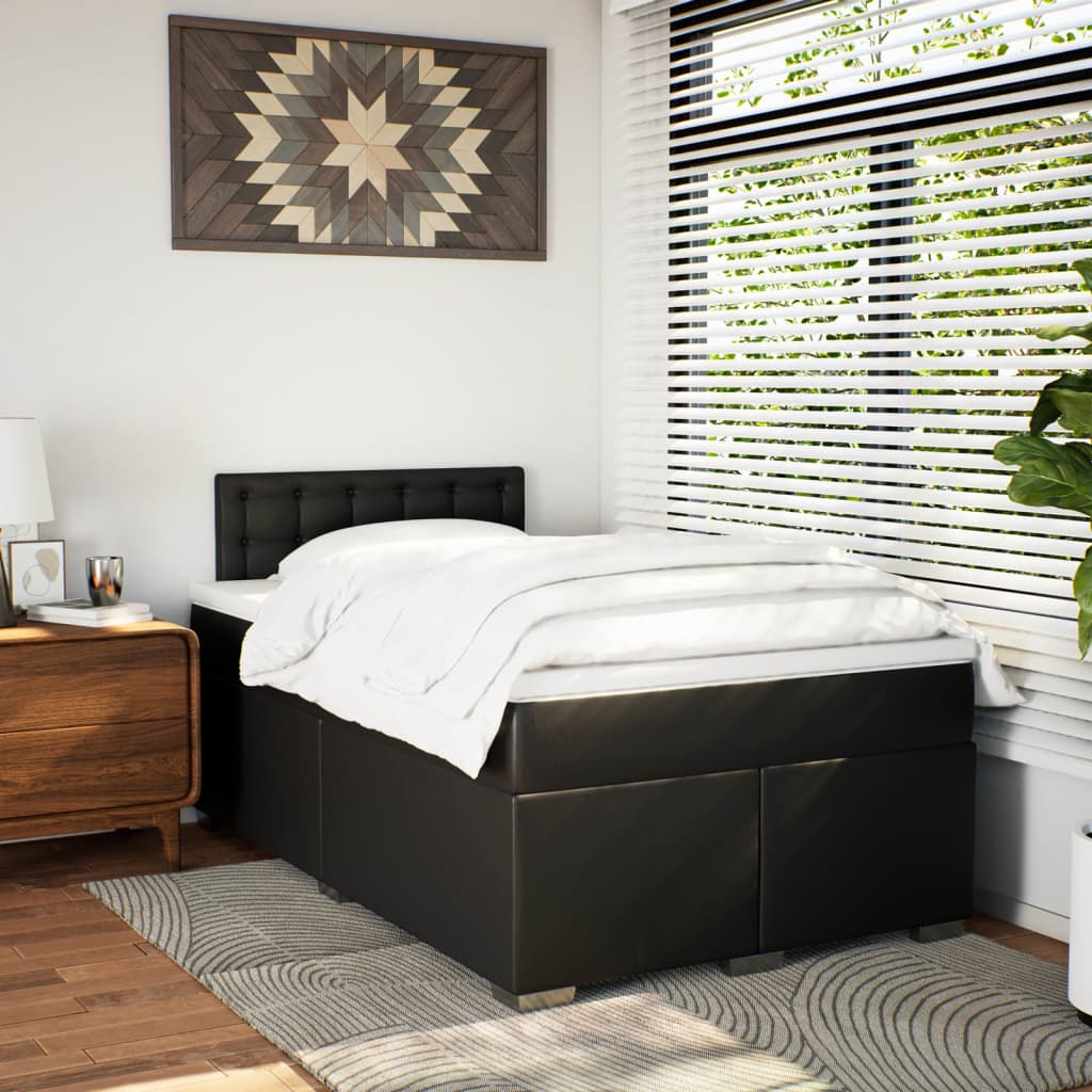 kontinentalseng med madras 120x190 cm kunstlæder sort