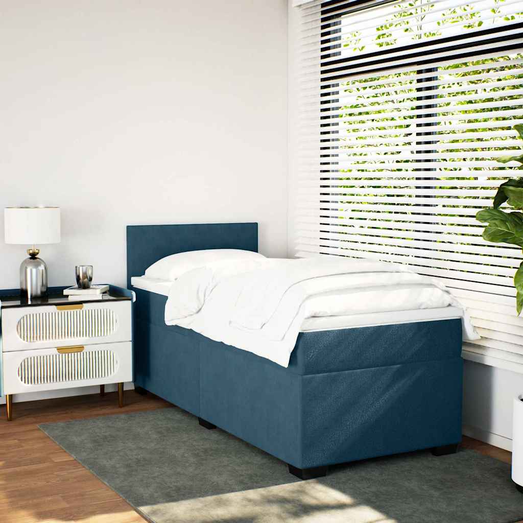 kontinentalseng med madras 80x200 cm fløjl mørkeblå