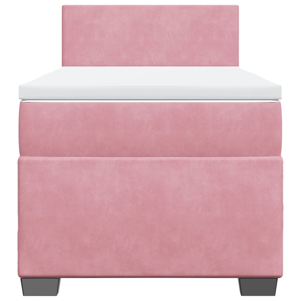 kontinentalseng med madras 90x190 cm fløjl pink