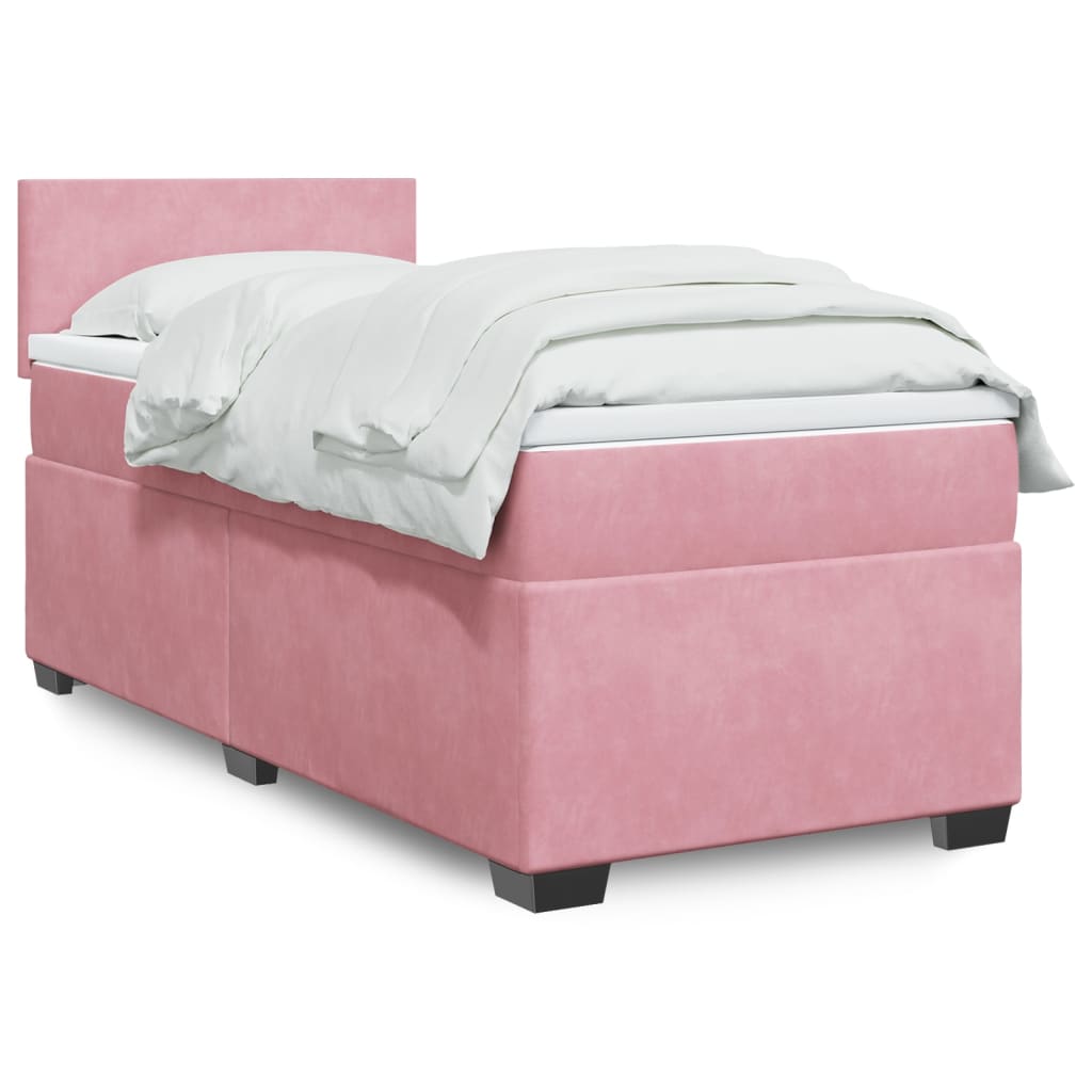 kontinentalseng med madras 90x190 cm fløjl pink