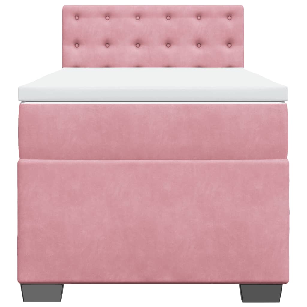 kontinentalseng med madras 90x190 cm fløjl pink