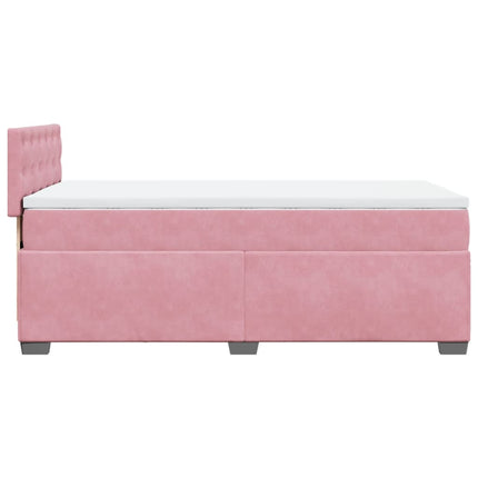 kontinentalseng med madras 90x190 cm fløjl pink