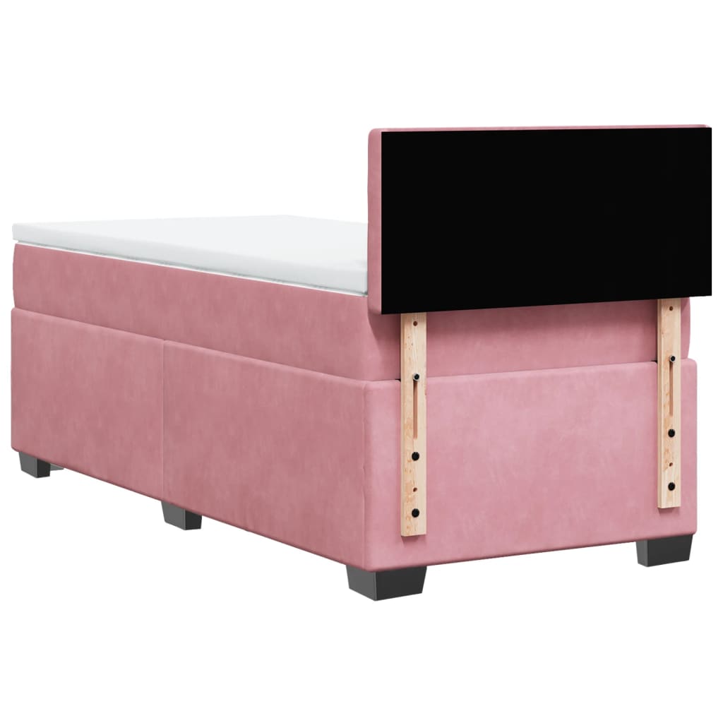 kontinentalseng med madras 90x190 cm fløjl pink