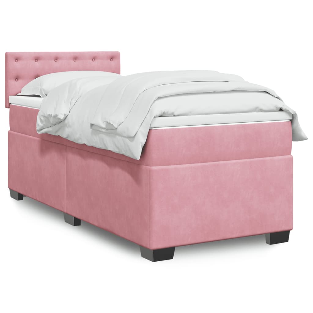 kontinentalseng med madras 90x190 cm fløjl pink