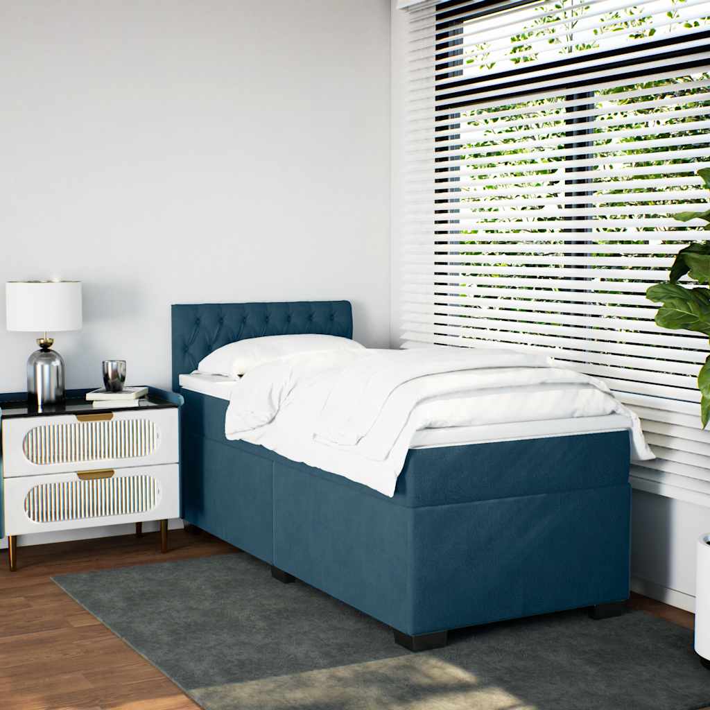 kontinentalseng med madras 90x190 cm fløjl mørkeblå