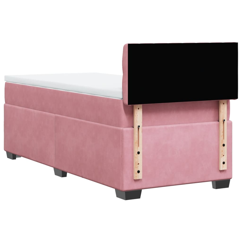 kontinentalseng med madras 90x190 cm fløjl pink