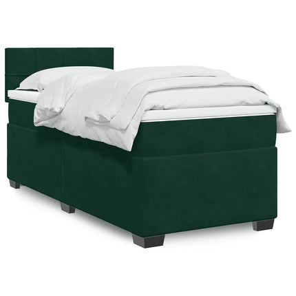kontinentalseng med madras 90x190 cm fløjl mørkegrøn