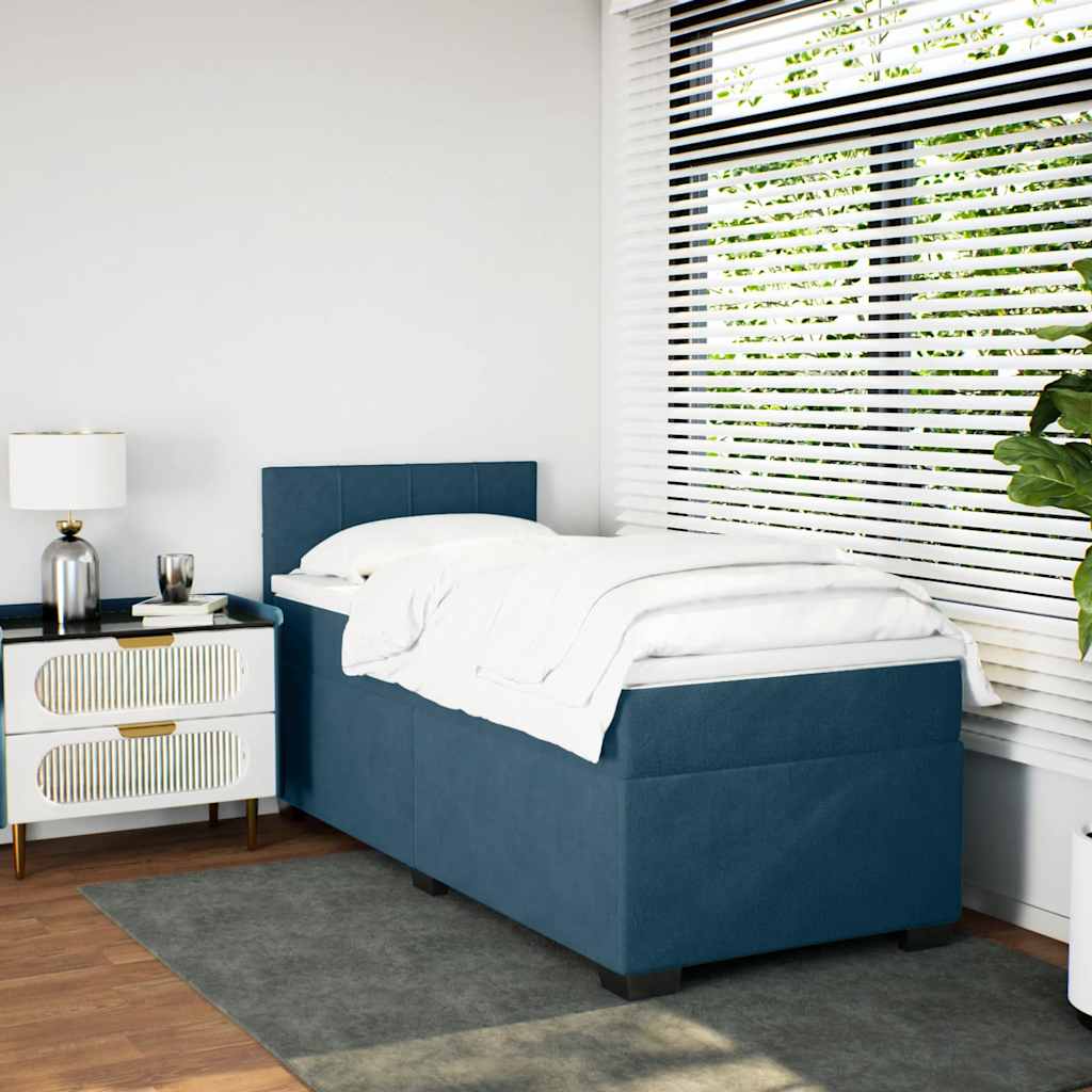 kontinentalseng med madras 90x190 cm fløjl mørkeblå