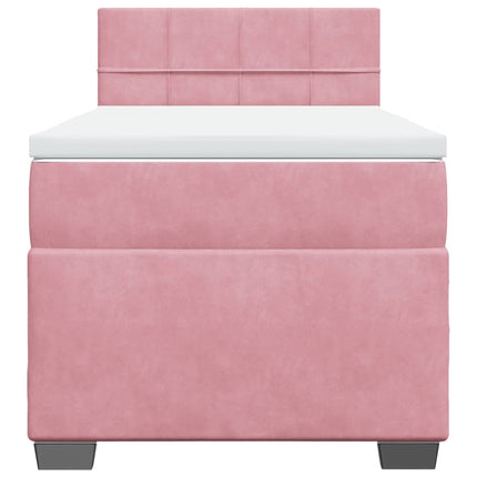 kontinentalseng med madras 90x190 cm fløjl pink
