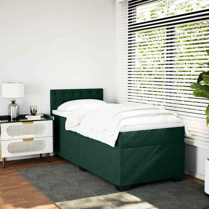 kontinentalseng med madras 90x200 cm fløjl mørkegrøn