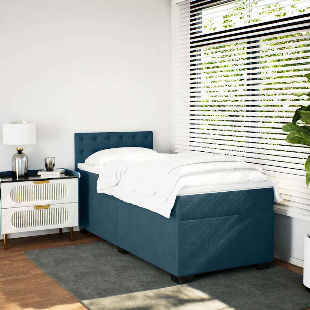 kontinentalseng med madras 90x200 cm fløjl mørkeblå
