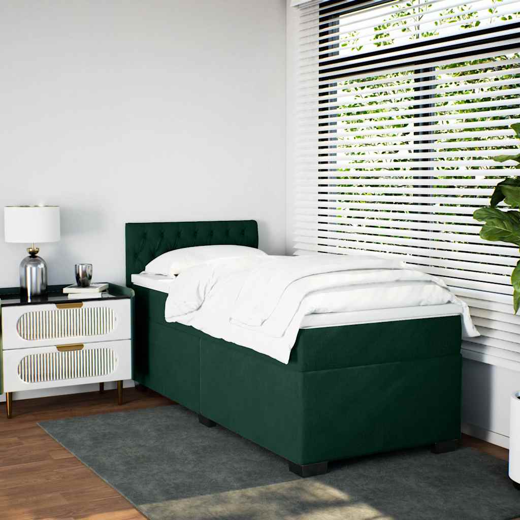 kontinentalseng med madras 90x200 cm fløjl mørkegrøn