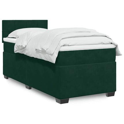kontinentalseng med madras 90x200 cm fløjl mørkegrøn