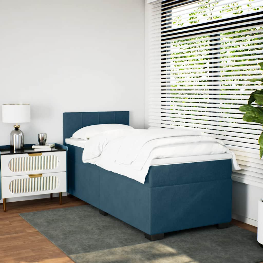 kontinentalseng med madras 100x200 cm fløjl mørkeblå